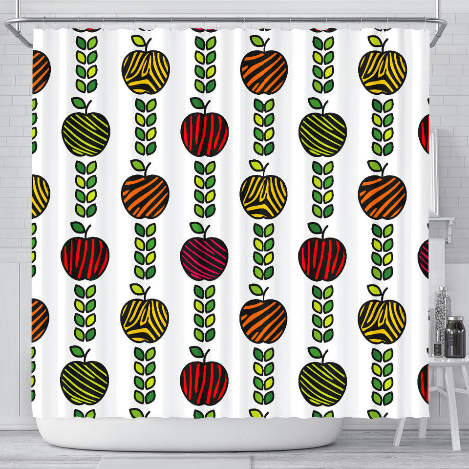 Colorful Apples Leave Zebra Stripe Shower Curtain Fulfilled In US