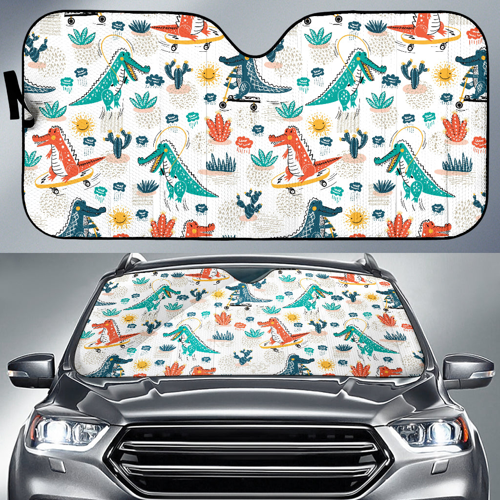 Cute Crocodile Pattern Car Sun Shade