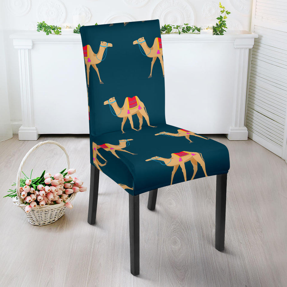 Camel Pattern Blue Blackground Dining Chair Slipcover
