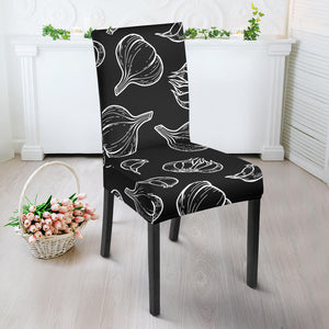 Garlic Pattern Black Background Dining Chair Slipcover