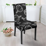 Garlic Pattern Black Background Dining Chair Slipcover