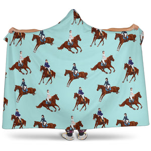 Horses Running Horses Rider Pattern Hooded Blanket