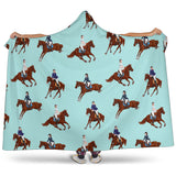 Horses Running Horses Rider Pattern Hooded Blanket