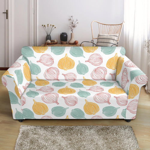 Colorful Onions White Background Loveseat Couch Slipcover