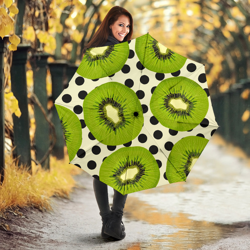 Kiwi Black Dot Background Umbrella