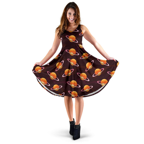 Hamburger Pattern Print Design 05 Sleeveless Midi Dress
