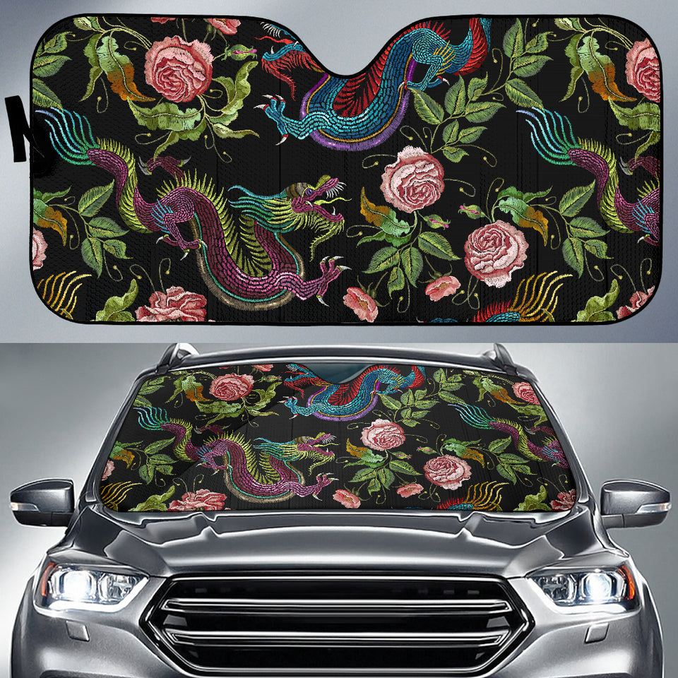 Dragons Flower Pattern Car Sun Shade