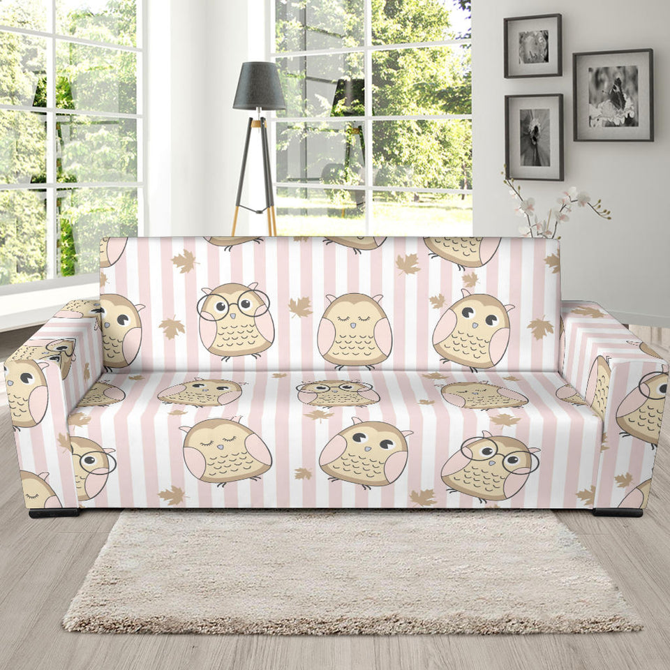 Cute Owl Leaf Sofa Slipcover