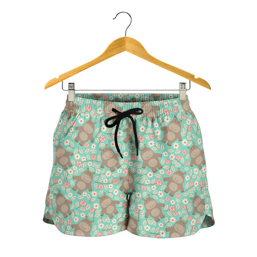 Hippopotamus Pattern Print Design 02 Women Shorts