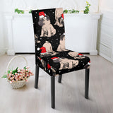 Christmas Pugs Santa_S Red Cap Pattern Dining Chair Slipcover