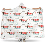 Cute Dachshund Bone Pattern Hooded Blanket