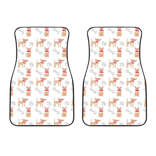 Chihuahua Bone Paw Pattern  Front Car Mats