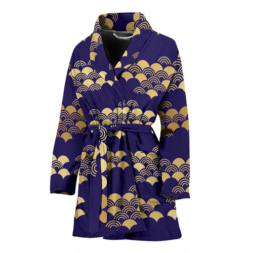 Beautiful Japanese Fan Pattern Women'S Bathrobe