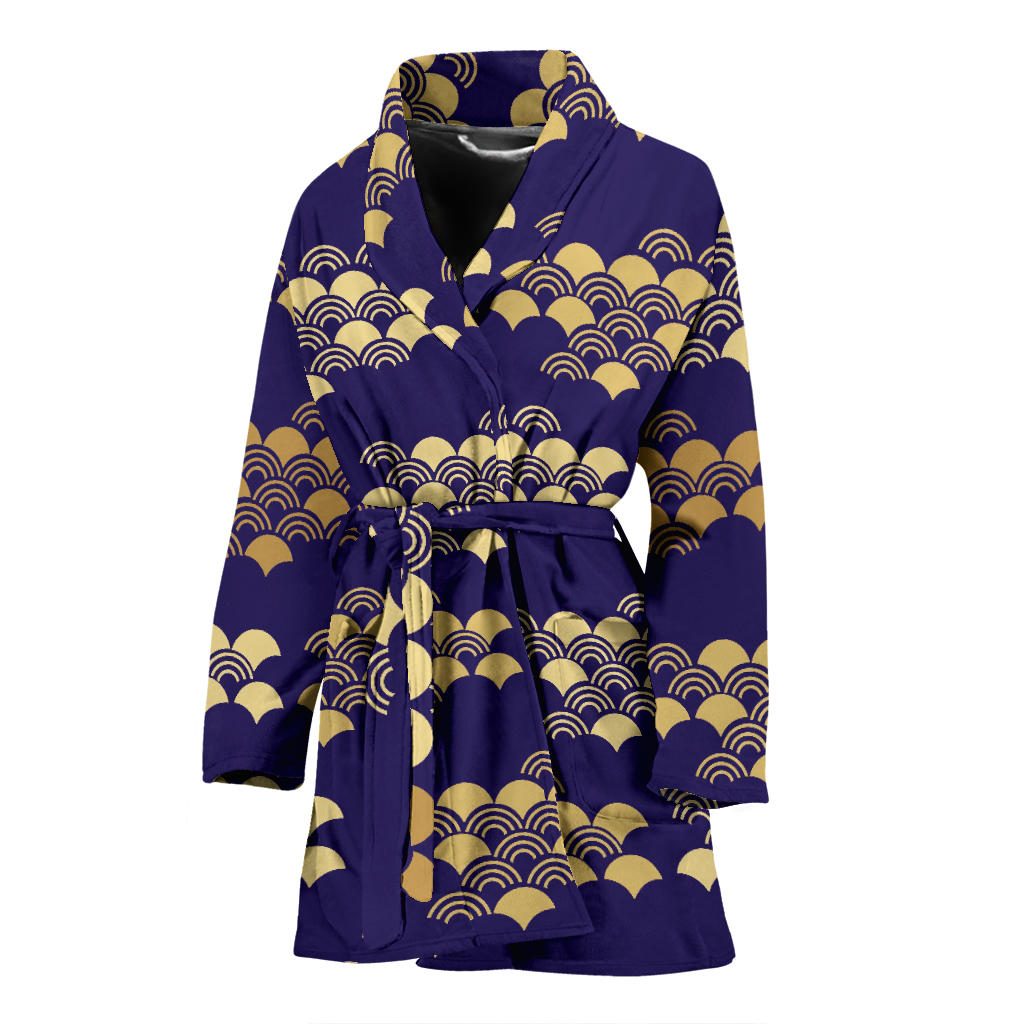 Beautiful Japanese Fan Pattern Women'S Bathrobe