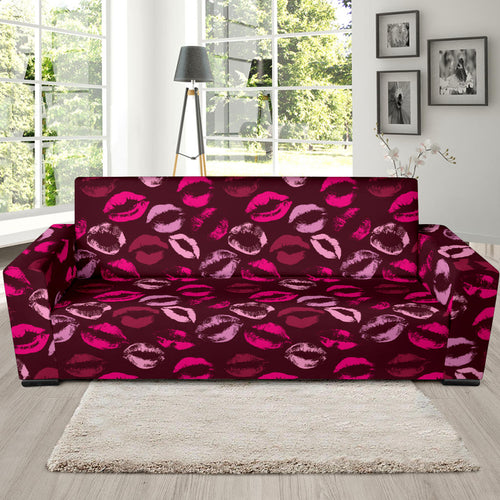 Lips Pattern Print Design 03 Sofa Slipcover