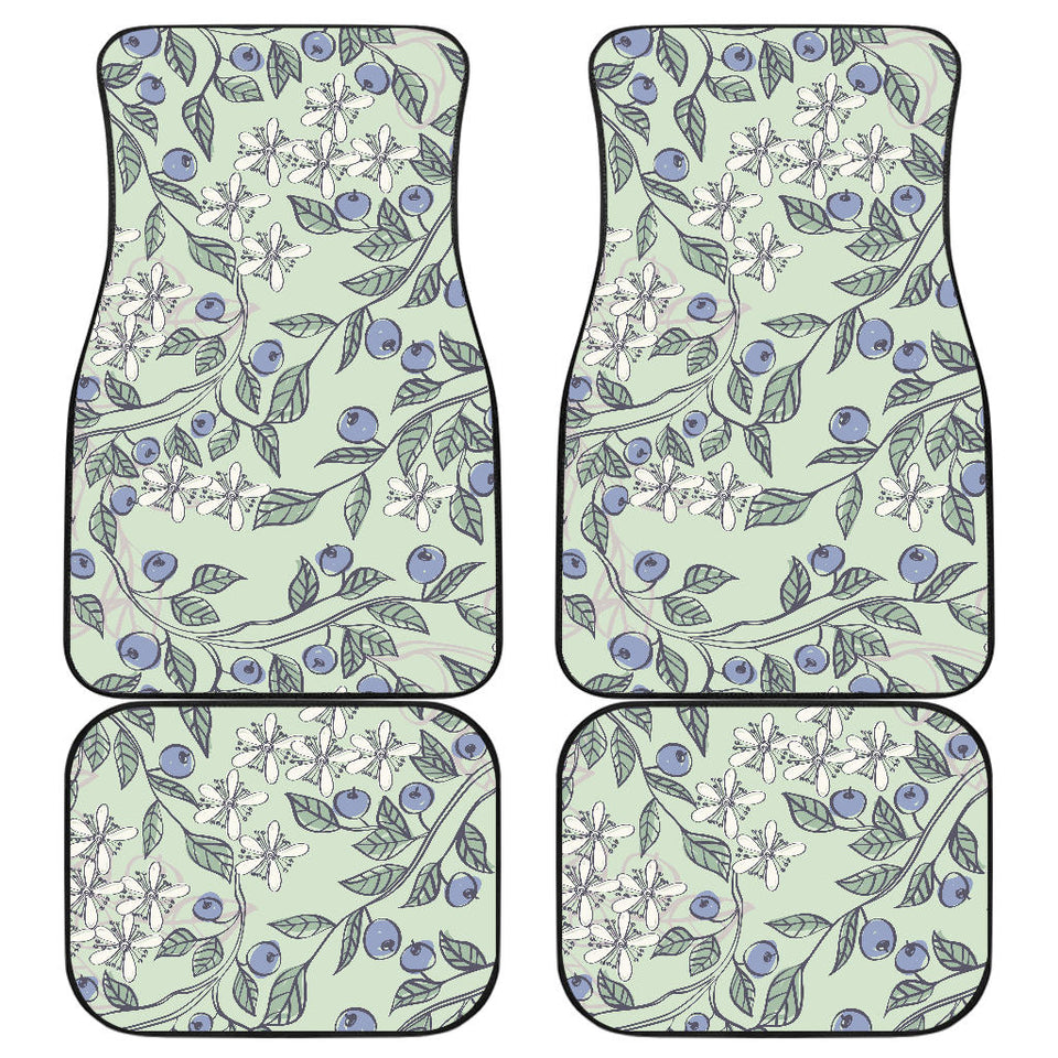 Hand Drawn Blueberry Pattern Front And Back Car Mats