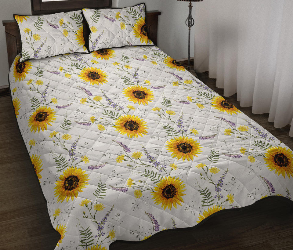 beautiful sunflowers pattern Quilt Bed Set