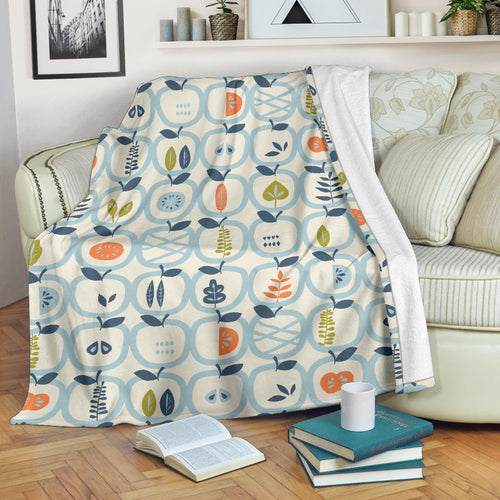 Apples Leaves Pattern Premium Blanket