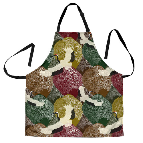 Japanese Cranes Flying Forest Dot Pattern Adjustable Apron