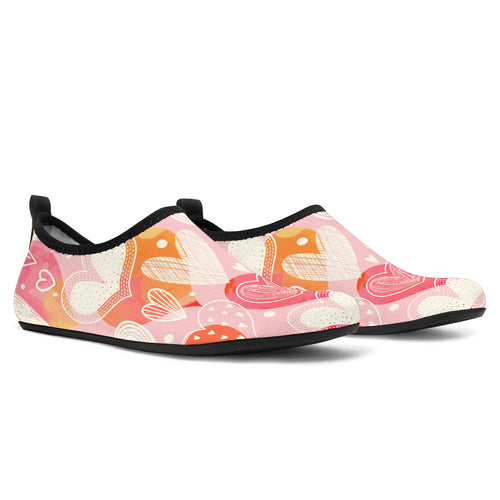 Hand Drawn Heart Design Pattern Aqua Shoes