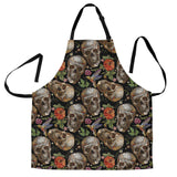 Skull Rose Humming Bird Flower Pattern Adjustable Apron