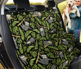 Cute Sloths Tropical Palm Leaves Black Background Dog Car Seat Covers