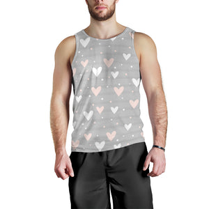 Heart pattern gray background Men Tank Top