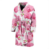 Pink Purple Orchid Pattern Background Men'S Bathrobe