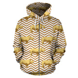 Rhino Yellow Theme Pattern Zip Up Hoodie