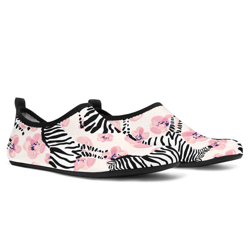 Zebra Pink Flower Background Aqua Shoes