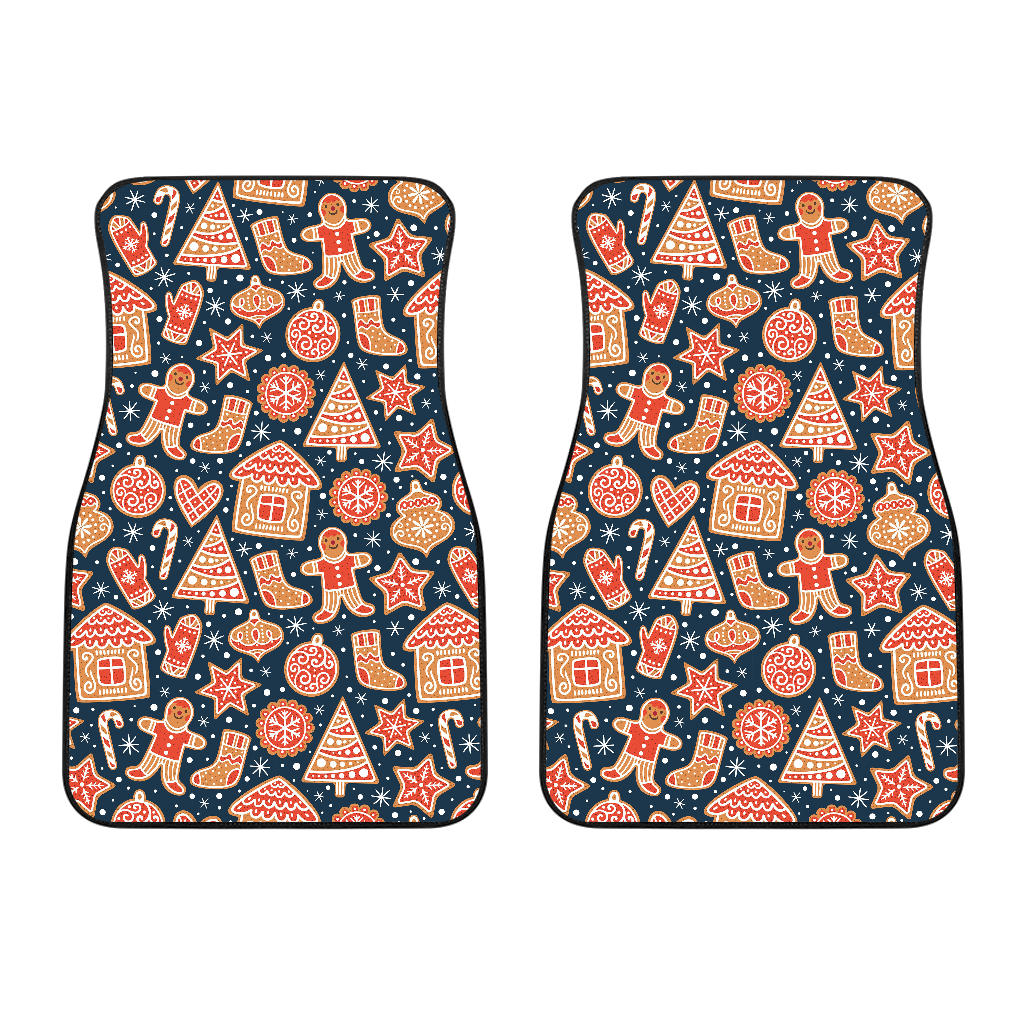 Christmas Gingerbread Cookie Pattern Front Car Mats