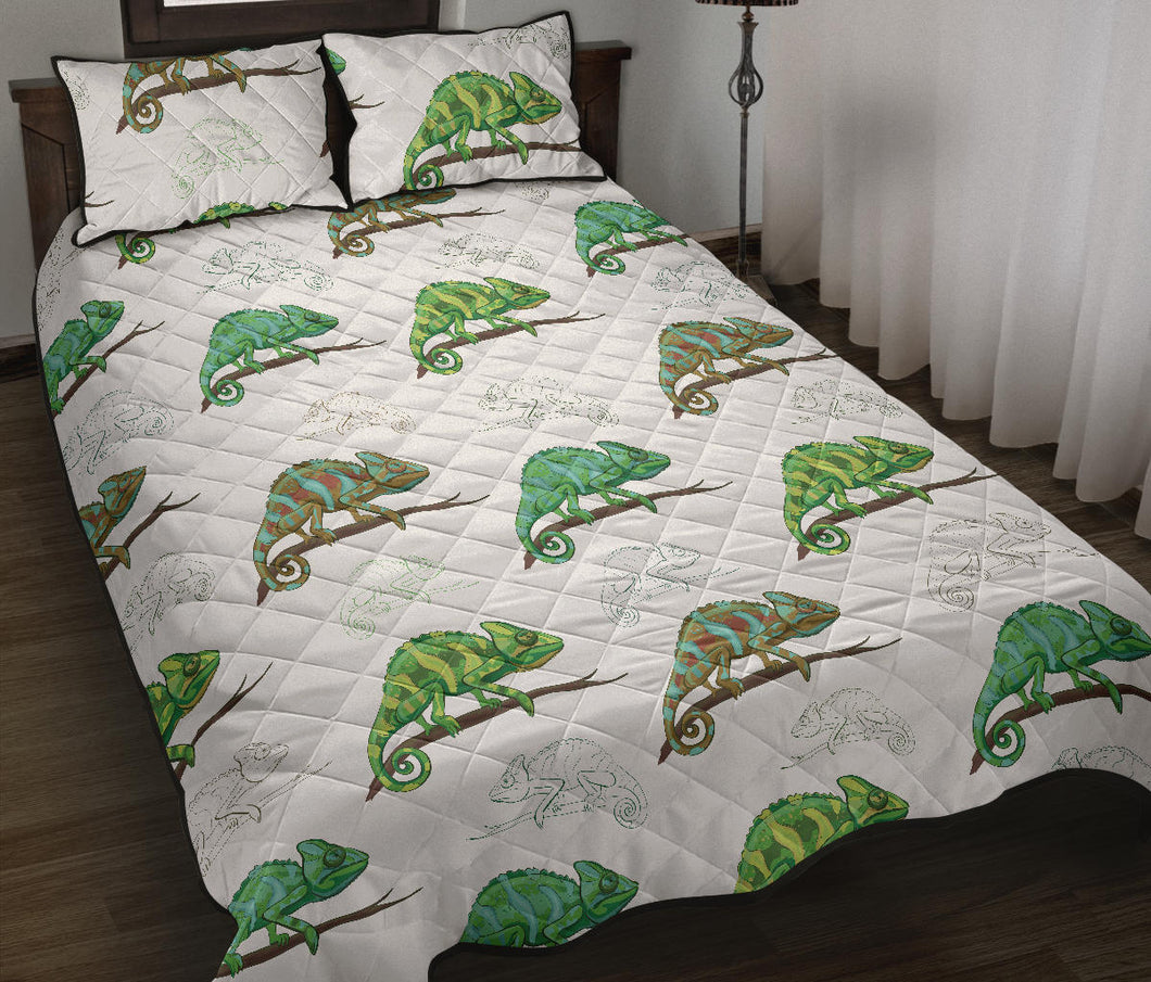 Chameleon lizard pattern Quilt Bed Set