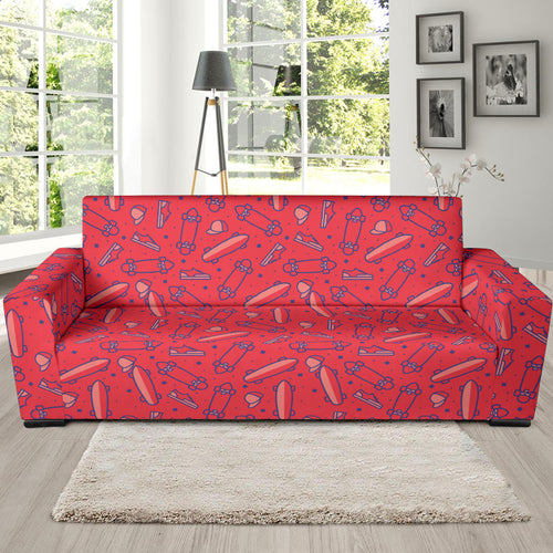 Skate Board Pattern Print Design 01  Sofa Slipcover