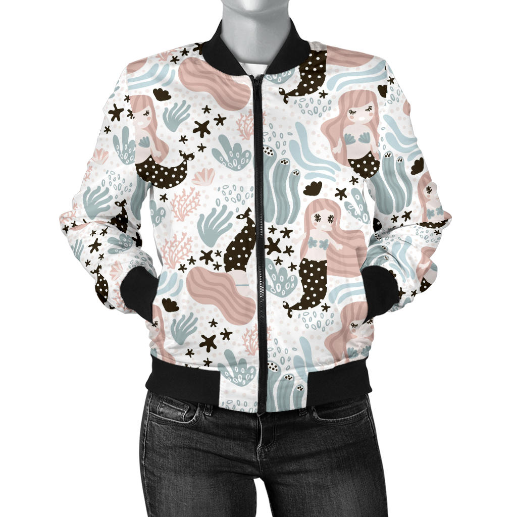 Cute Mermaid Pattern Women'S Bomber Jacket