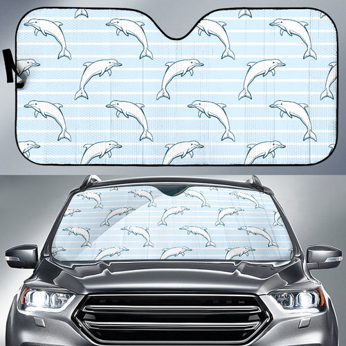 Dolphin Blue Striped Background Car Sun Shade