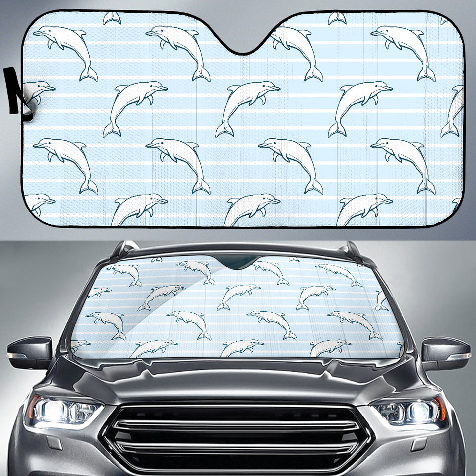 Dolphin Blue Striped Background Car Sun Shade