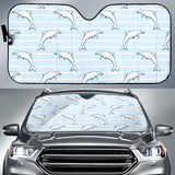 Dolphin Blue Striped Background Car Sun Shade