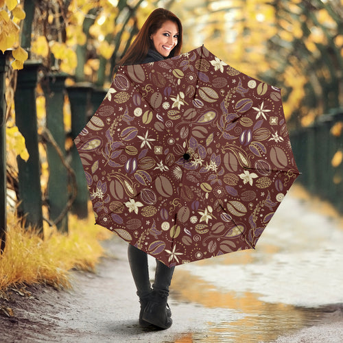 Coffee Bean Flower Pattern Umbrella