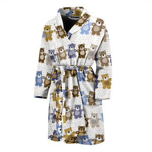 Teddy Bear Pattern Print Design 02 Men's Bathrobe