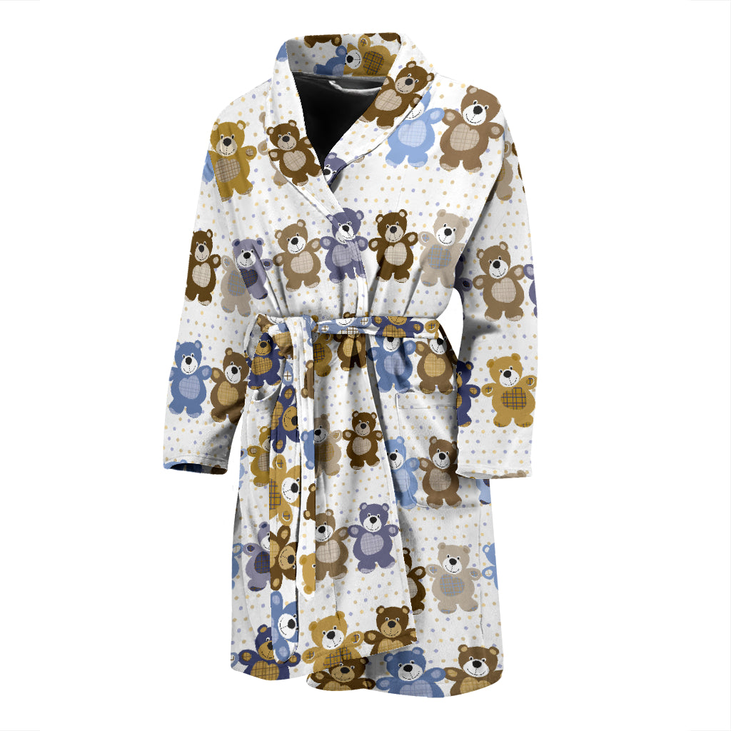 Teddy Bear Pattern Print Design 02 Men's Bathrobe