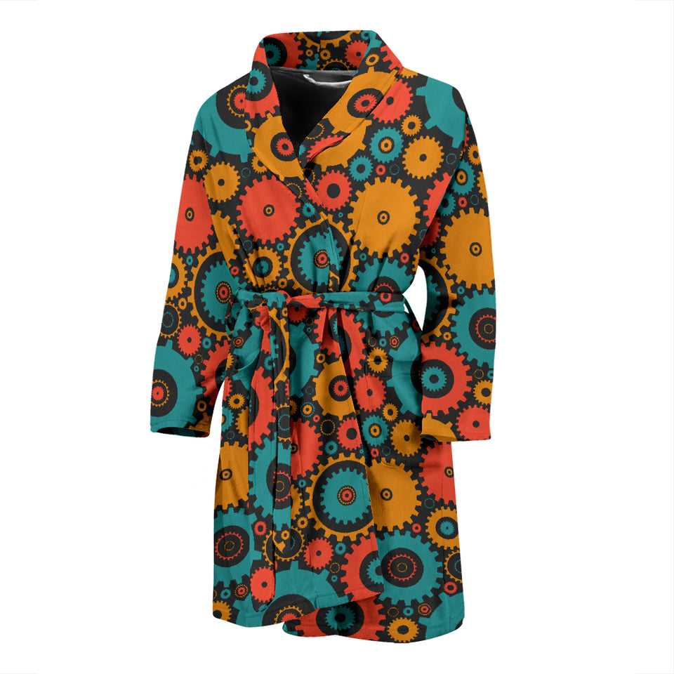 Gear Pattern Print Design 01 Men's Bathrobe