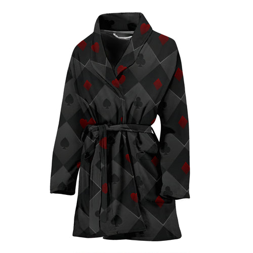 Casino Cards Suits Pattern Print Design 05 Women's Bathrobe