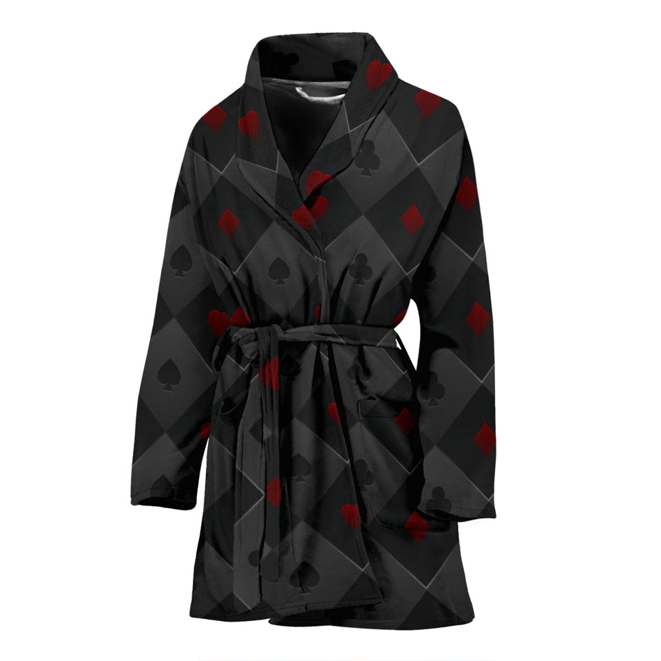 Casino Cards Suits Pattern Print Design 05 Women's Bathrobe