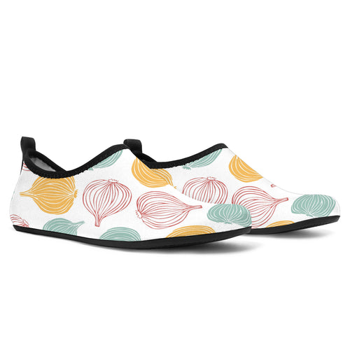 Colorful Onions White Background Aqua Shoes