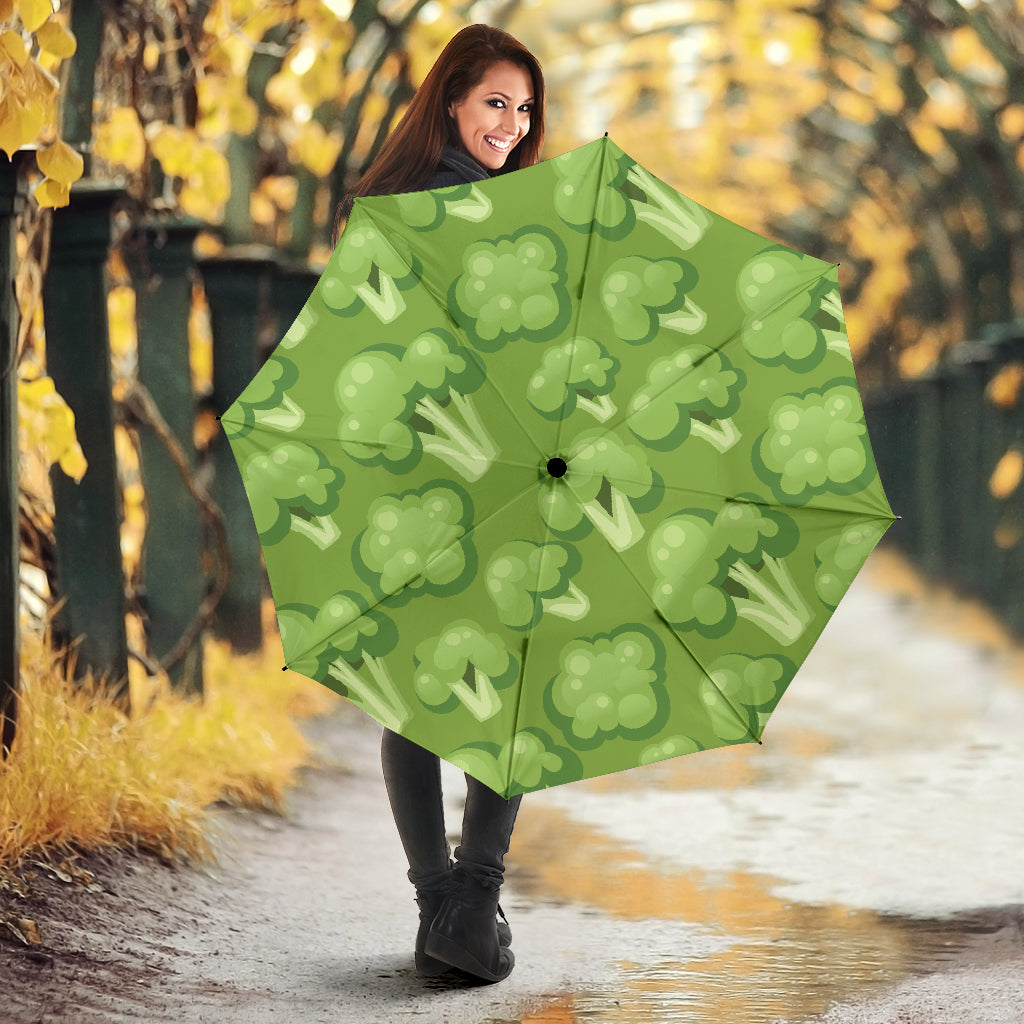 Broccoli Pattern Green Background Umbrella