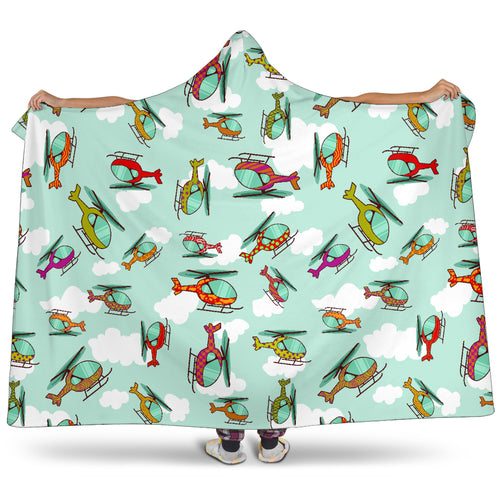 Helicopter Design Pattern Hooded Blanket