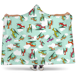 Helicopter Design Pattern Hooded Blanket