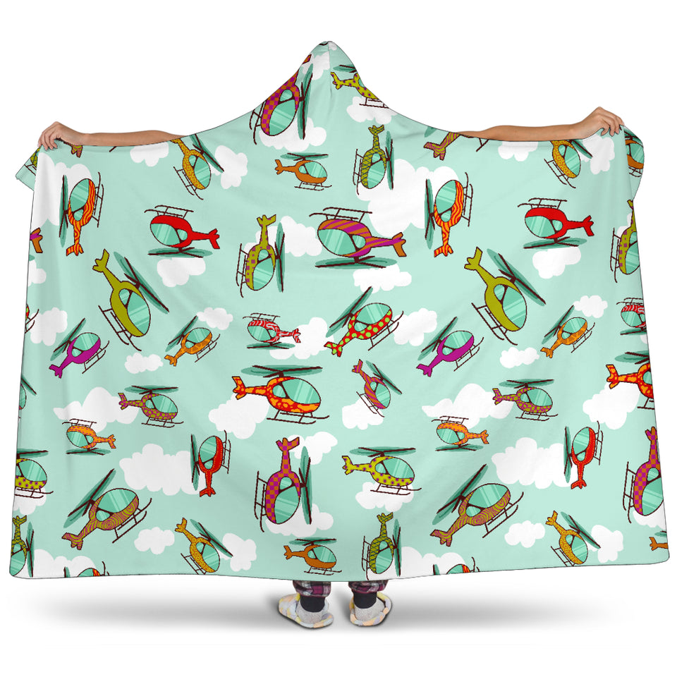 Helicopter Design Pattern Hooded Blanket