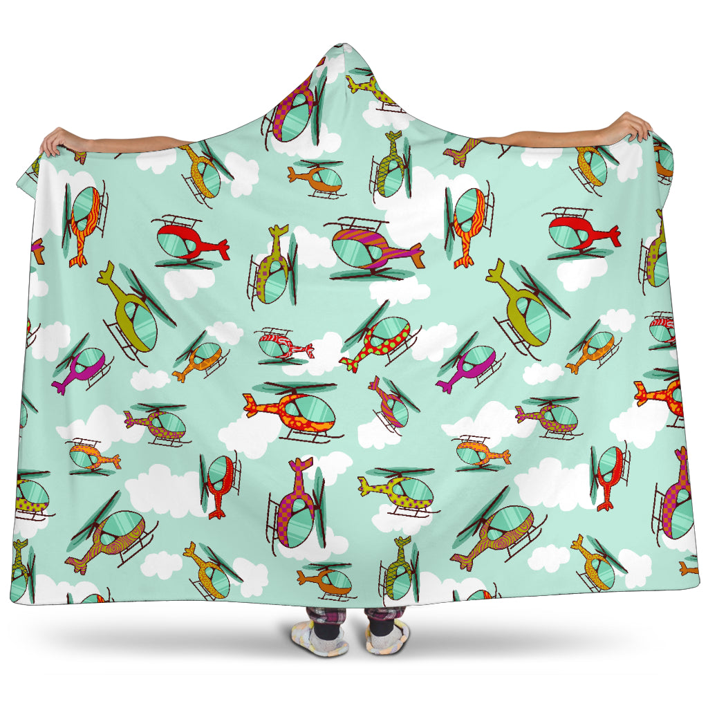 Helicopter Design Pattern Hooded Blanket