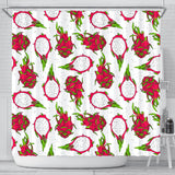 Dragon Fruits White Background Shower Curtain Fulfilled In US